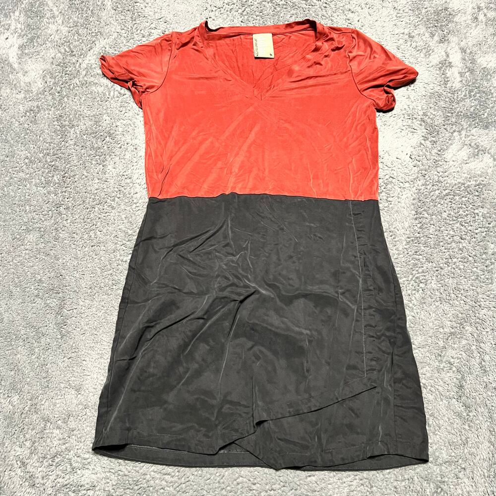Anthropologie Dolan Dress Womens Medium Sleeveless Cupro Black Orange